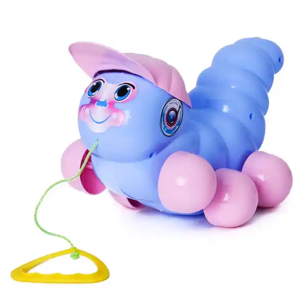 Каталка на веревочке с ручкой "Гусеница" в асс.