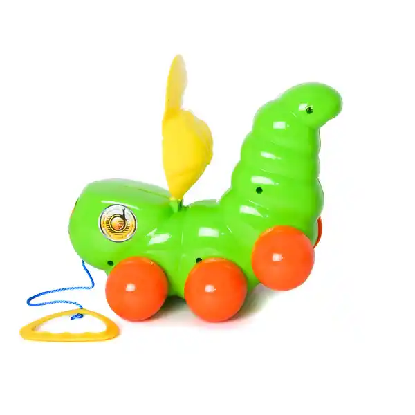 Каталка на веревочке с ручкой "Гусеница" в асс.