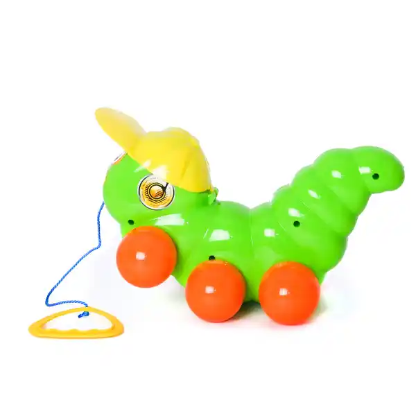 Каталка на веревочке с ручкой "Гусеница" в асс.