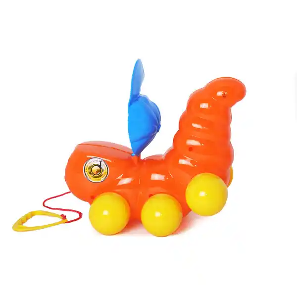 Каталка на веревочке с ручкой "Гусеница" в асс.