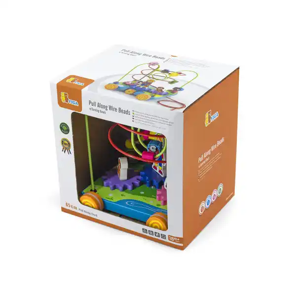 Каталка-сортер на веревке “Лабиринт с вращающимися шестернями”