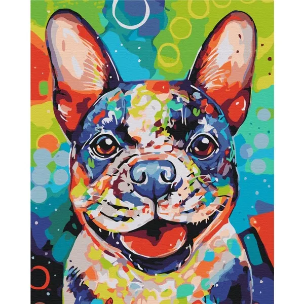 Pictură pe numere 40*50 cm (fără cutie) – Cățel în culori