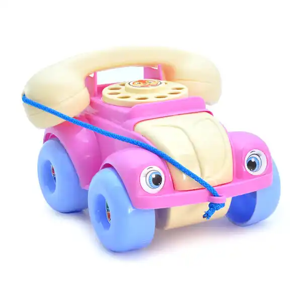 Каталка с веревочкой “Телефон” среднего размера в асс.