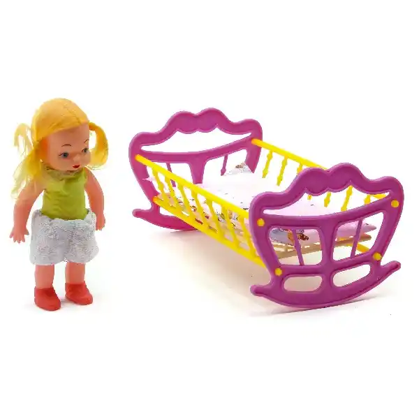 Кроватка с куклой в ассорт.