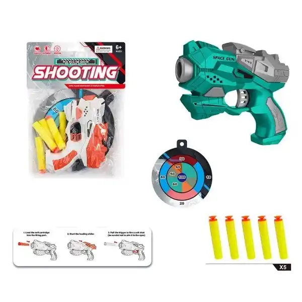 Пистолет EVA с мягкими пулями и настенной мишенью (2 цвета)