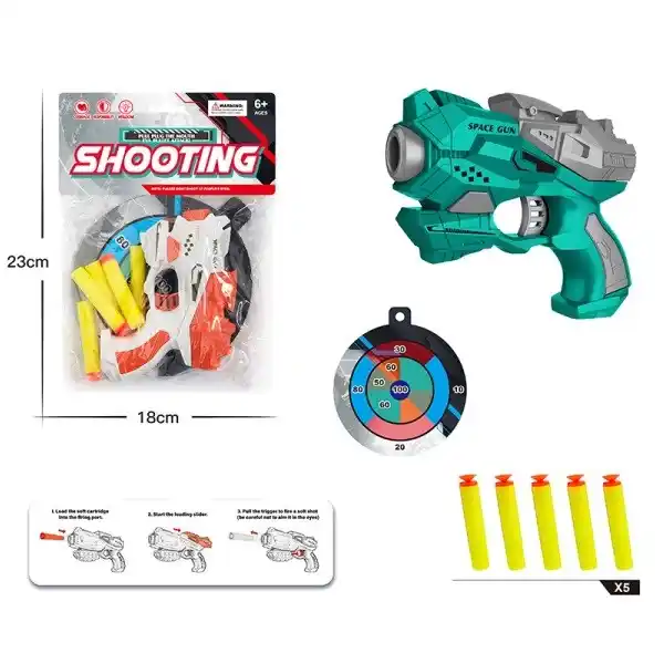 Пистолет EVA с мягкими пулями и настенной мишенью (2 цвета)