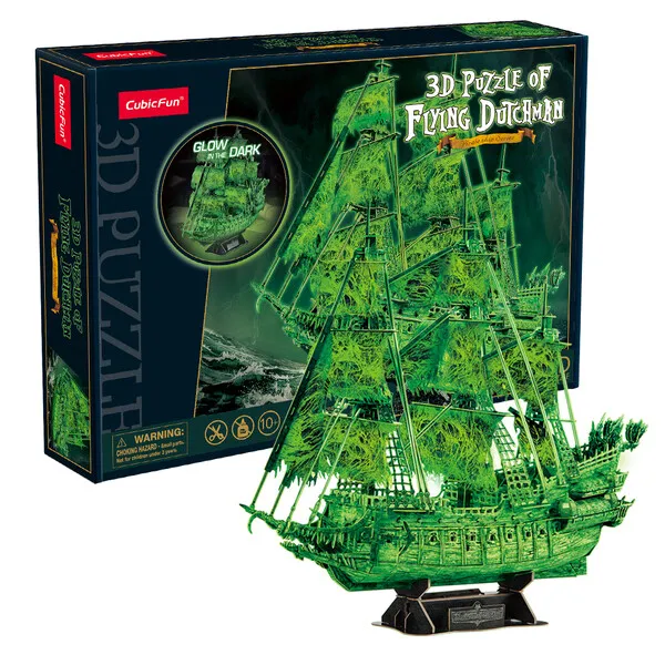 3D puzzle Corabie de pirați “Olandezul zburător”, strălucește în întuneric, 360 elemente