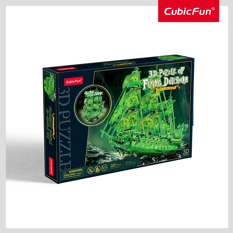 3D puzzle Corabie de pirați “Olandezul zburător”, strălucește în întuneric, 360 elemente
