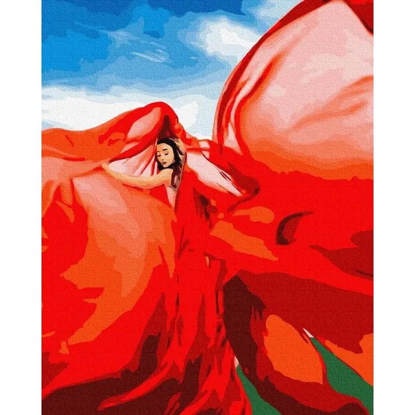 Pictură pe numere 40*50 сm (fără cutie) – Femeie în roșu