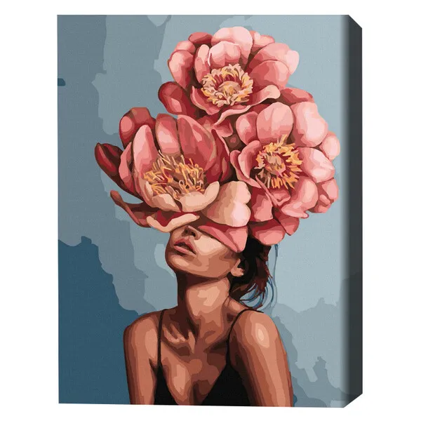 Pictură pe numere 40*50 сm (fără cutie) – Fată în bujori înfloriți