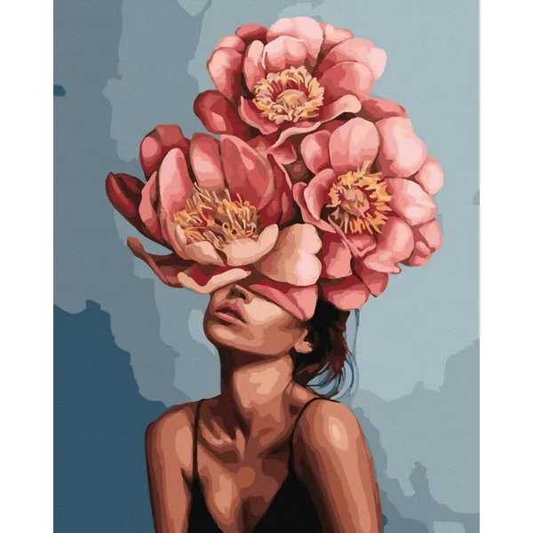 Pictură pe numere 40*50 сm (fără cutie) – Fată în bujori înfloriți