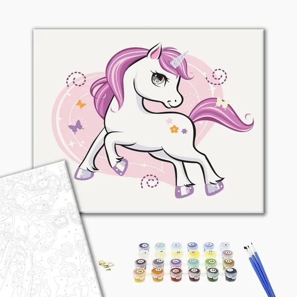 Pictură pe numere 30*40 сm (fără cutie) – Unicorn strălucitor