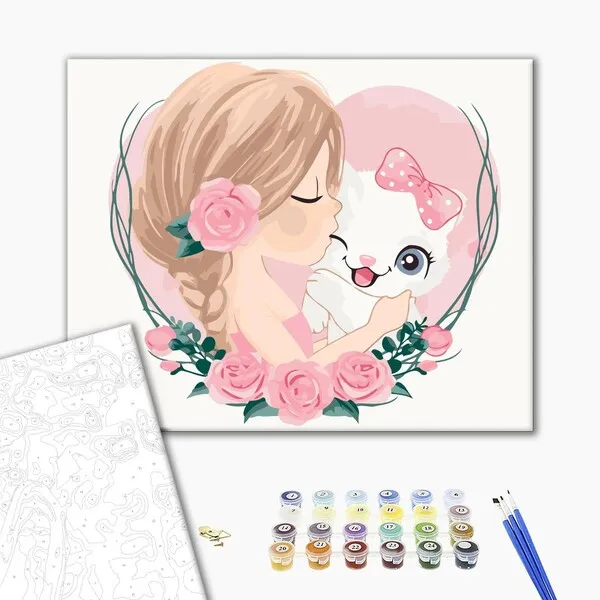 Pictură pe numere 30*40 сm (fără cutie) – Dragoste pentru pisici