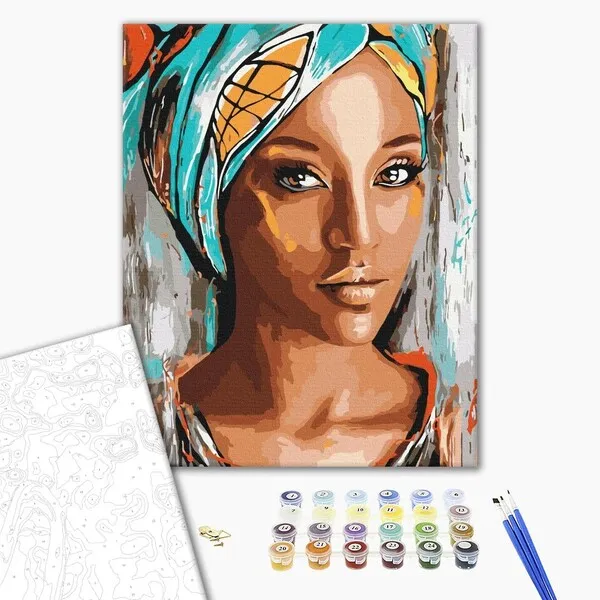 Pictură pe numere 40*50 сm (în cutie)  – Portretul femeiei africane