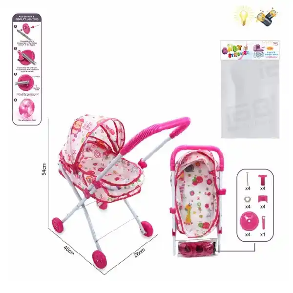 Прогулочная коляска для кукол со светом и музыкой