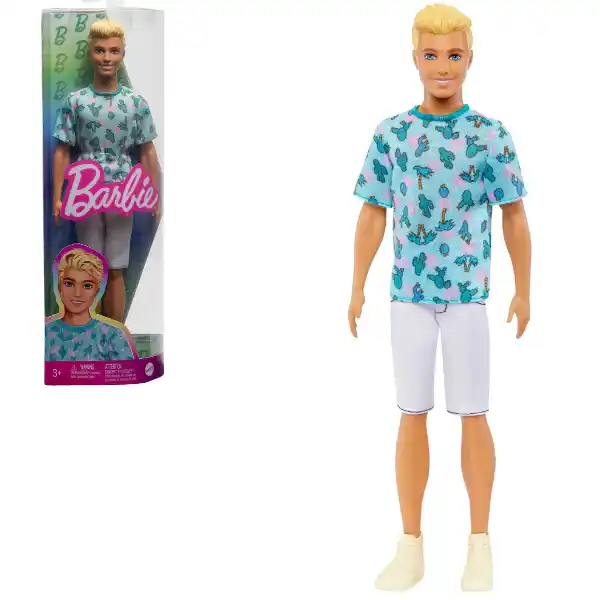 Păpușă Barbie Ken “Fashionist cu părul blond și în tricou cu cactuși”