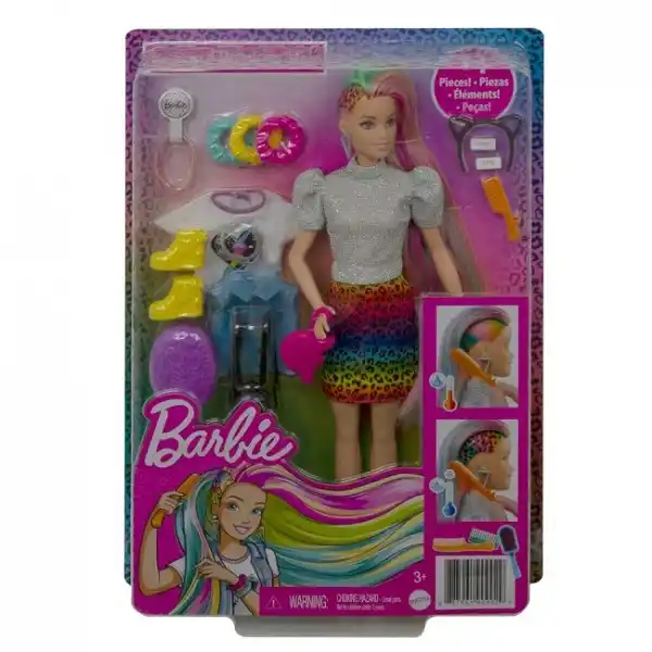 Игровой набор Barbie “Леопардовый образ с радужными волосами”