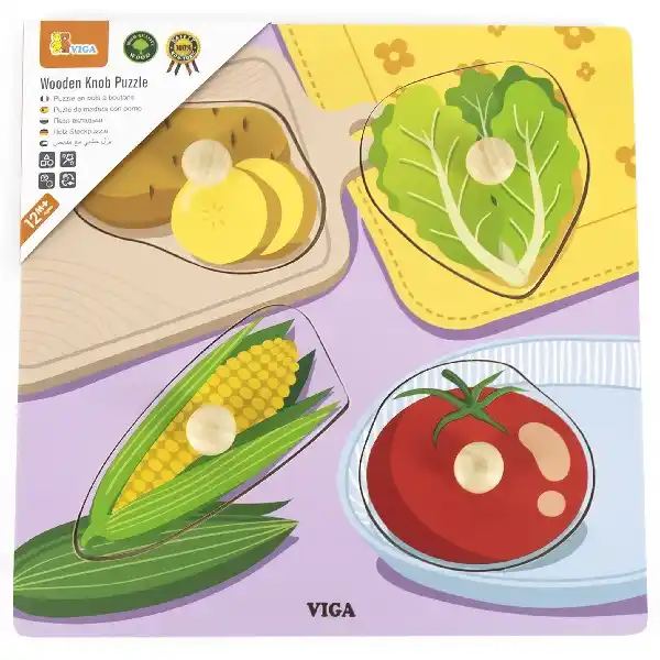 Puzzle din lemn cu buton „Legume”
