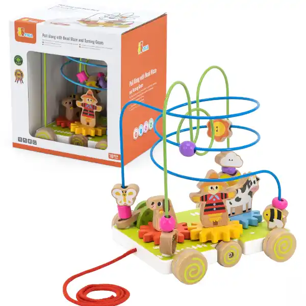 Каталка на веревке с лабиринтом и шестернями