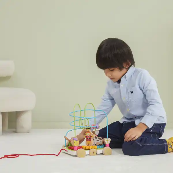 Каталка на веревке с лабиринтом и шестернями