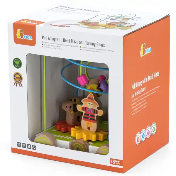 Каталка на веревке с лабиринтом и шестернями