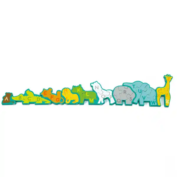Puzzle-alfabet din lemn „Parada animalelor”