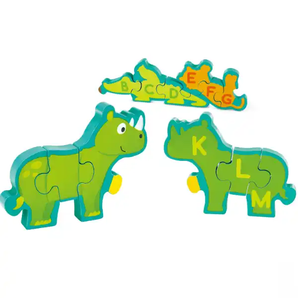 Puzzle-alfabet din lemn „Parada animalelor”
