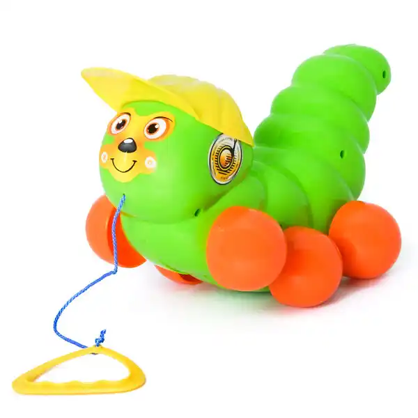 Каталка на веревочке с ручкой “Гусеница” в асс.