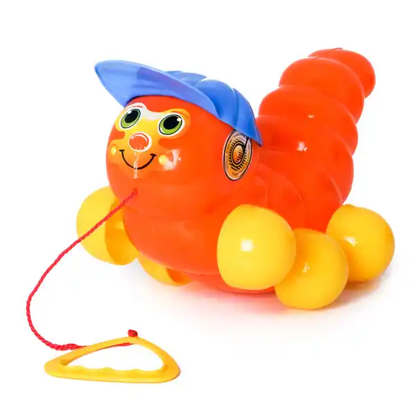 Каталка на веревочке с ручкой “Гусеница” в асс.