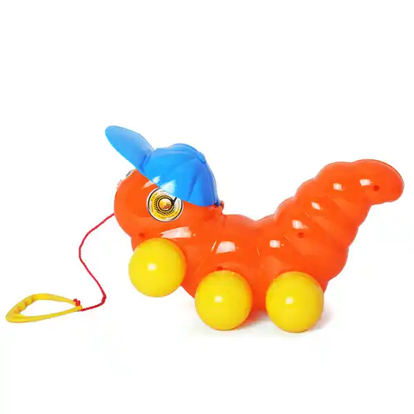 Каталка на веревочке с ручкой “Гусеница” в асс.