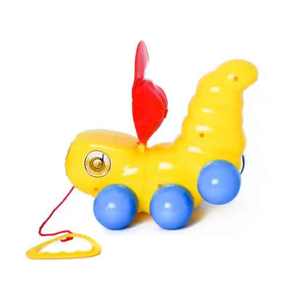 Каталка на веревочке с ручкой “Гусеница” в асс.