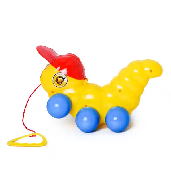 Каталка на веревочке с ручкой “Гусеница” в асс.