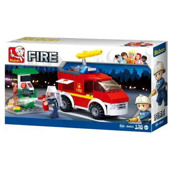 КОНСТРУКТОР FIRE Small Fire Truck + Oil Station