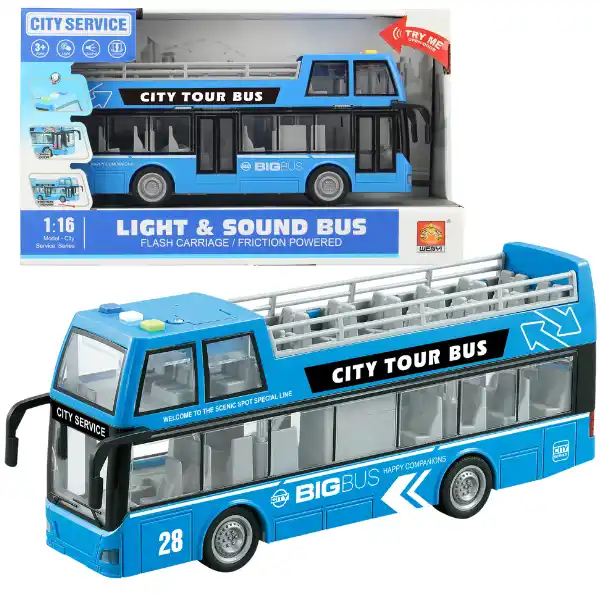 1:16 Инерционный двухэтажный автобус с открытым верхом (свет/звук)