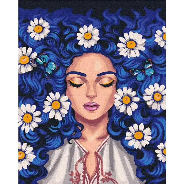 Pictură pe numere 40*50 cm (în cutie) – Margarete în păr