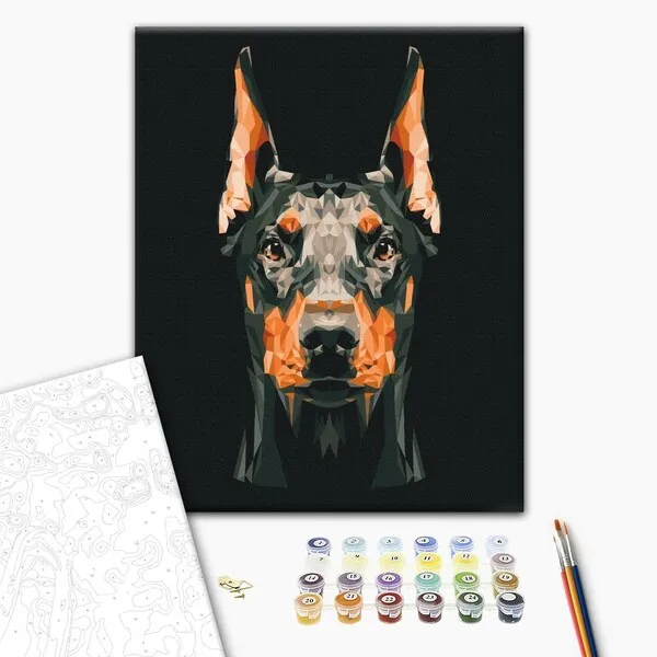Pictură pe numere 40*50 сm (în cutie) – Doberman
