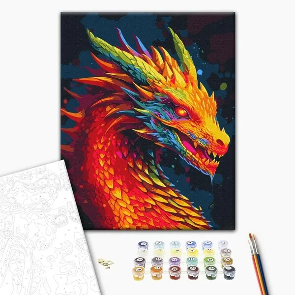 Pictură pe numere 40*50 сm (în cutie) – Dragon cu neon