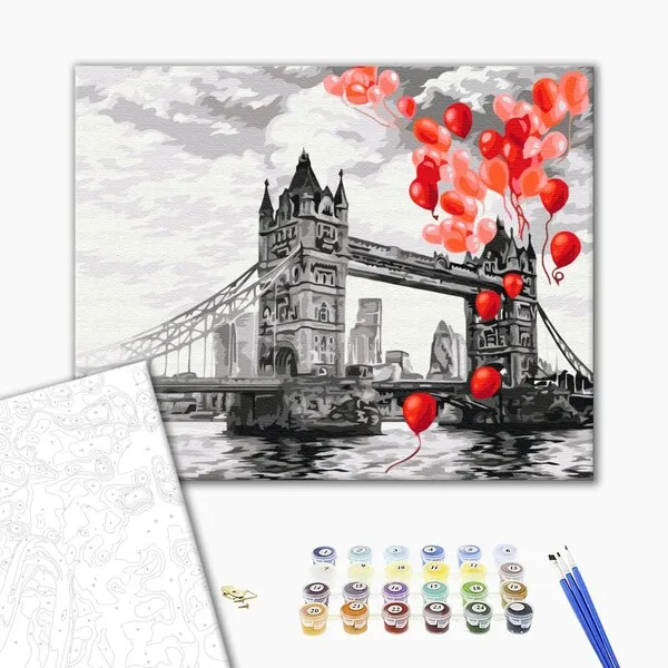 Pictură pe numere 40*50 сm (în cutie) – Baloane peste Tower Bridge