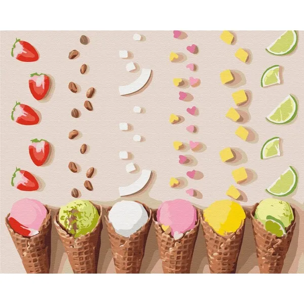 Pictură pe numere 40*50 сm (în cutie) – Înghețată colorată