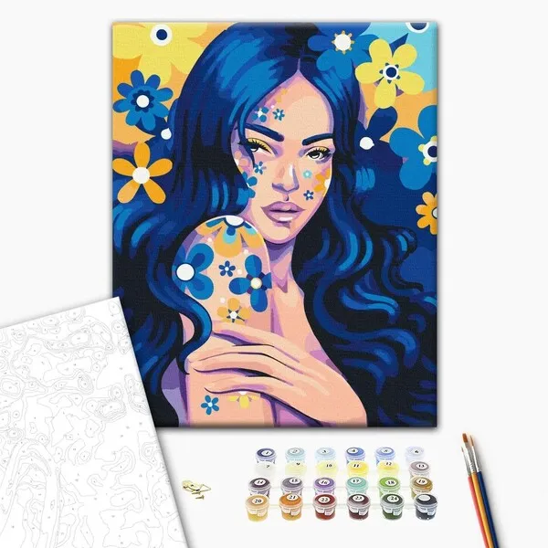 Pictură pe numere 40*50 сm (fără cutie)  – Fata indigo