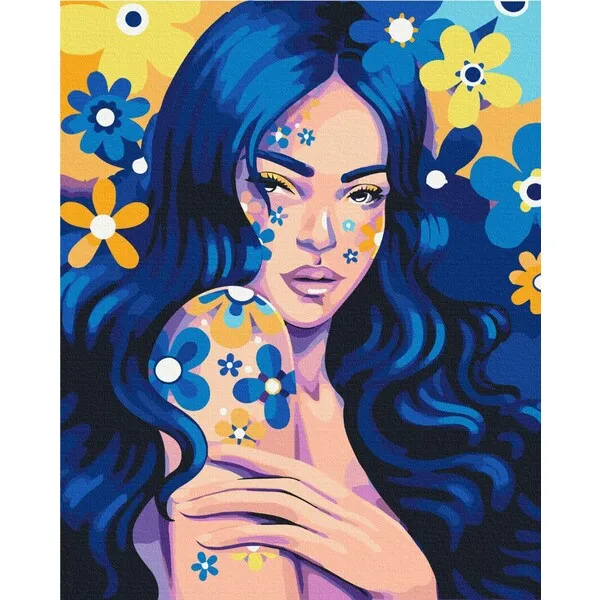 Pictură pe numere 40*50 сm (fără cutie)  – Fata indigo