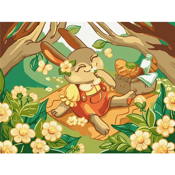 Pictură pe numere 30*40 сm (fără cutie) – Iepurași la picnic