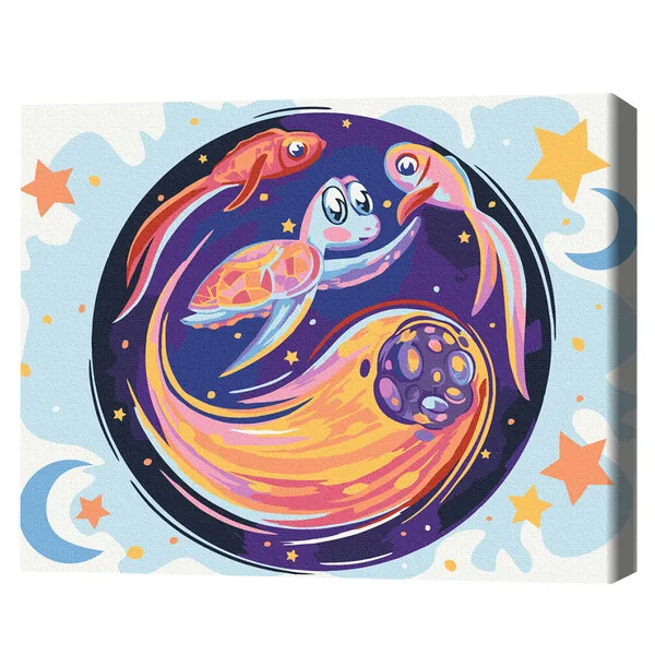 Pictură pe numere 30*40 сm (fără cutie) – Cometă și țestoasă