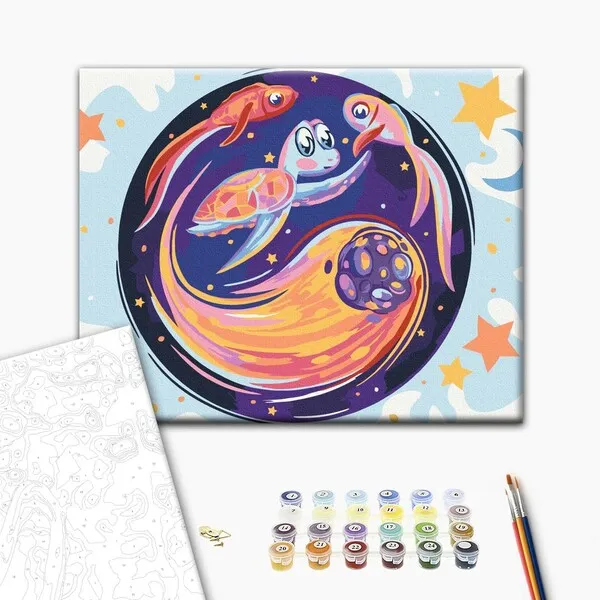 Pictură pe numere 30*40 сm (fără cutie) – Cometă și țestoasă