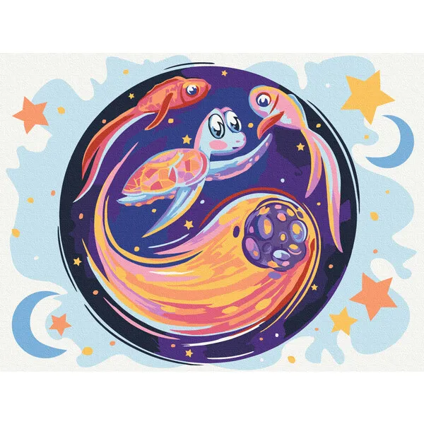 Pictură pe numere 30*40 сm (fără cutie) – Cometă și țestoasă