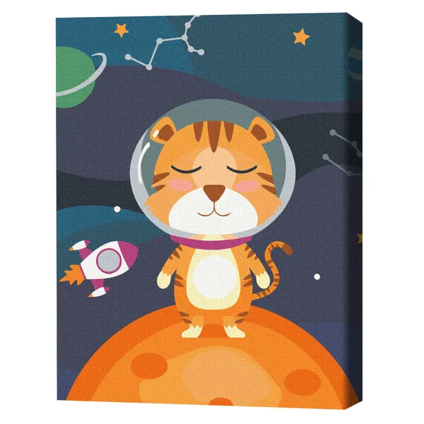 Pictură pe numere 30*40 сm (fără cutie) – Micul tigru cosmonaut
