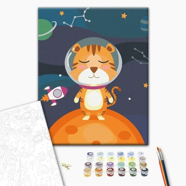Pictură pe numere 30*40 сm (fără cutie) – Micul tigru cosmonaut