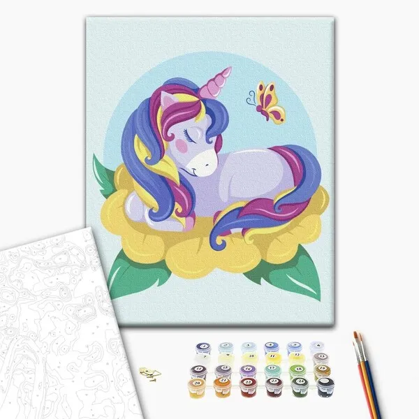 Pictură pe numere 30*40 сm (fără cutie) – Unicorn care înflorește