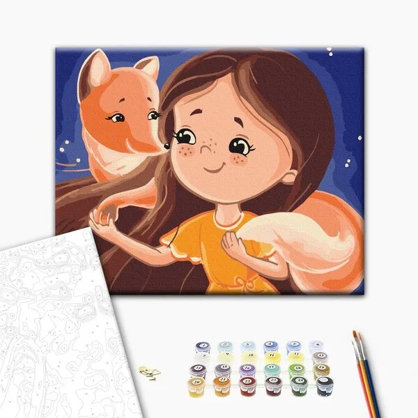 Pictură pe numere 30*40 сm (fără cutie) – Prietenia cu vulpea