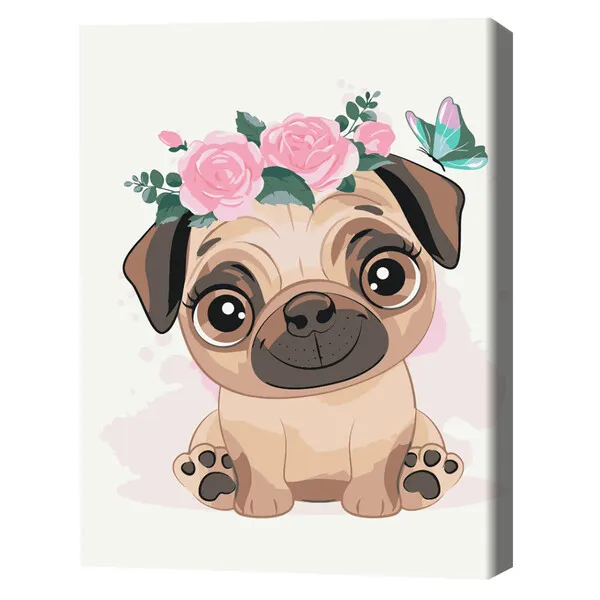 Pictură pe numere 30*40 сm (fără cutie) – Drăguțul pug